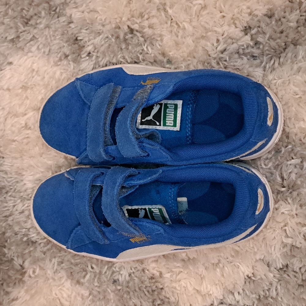 Blue Suede Velcro Pumas